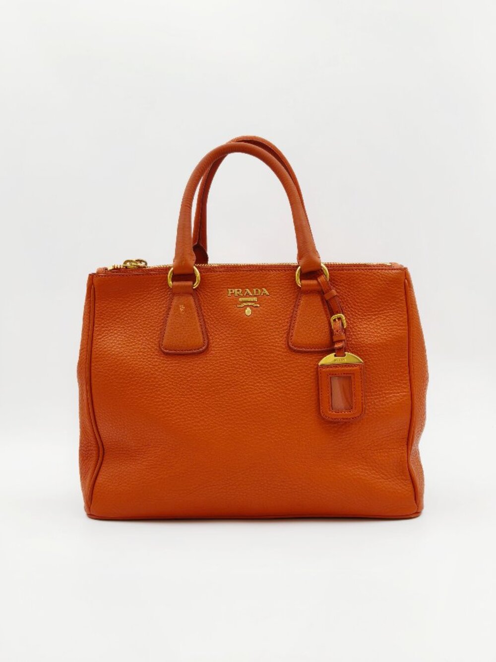 Prada Orange Vitello Daino Leather Large Satchel Handbag - Picture 2 of 16